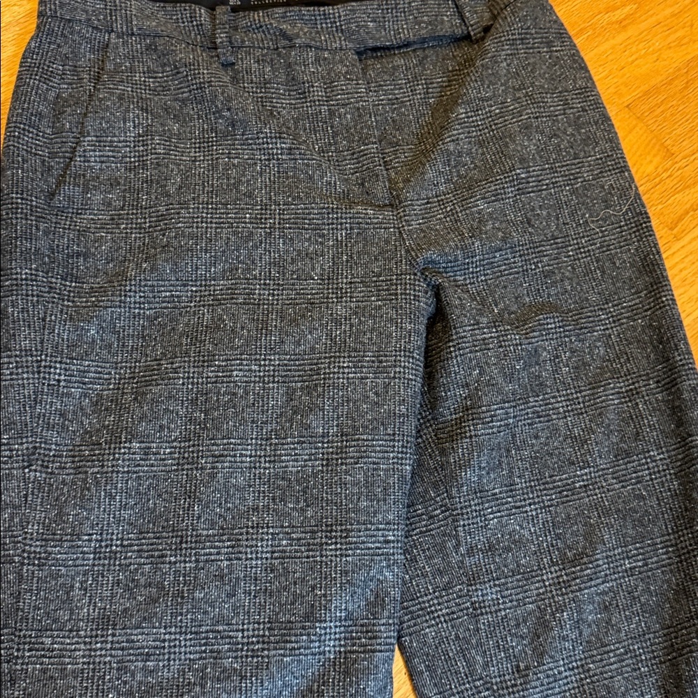 Zara Basicglen plaid wool blend Charcoal Trousers